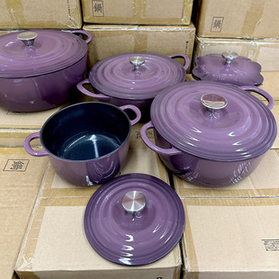 [Fig color] Export Japanese enamel pot cast iron stew pot soup pot household non-stick enamel induction cooker universal