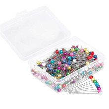 彩色塑料珠光针不锈钢大头针手工缝纫diy定位针盒装200彩色珠光针