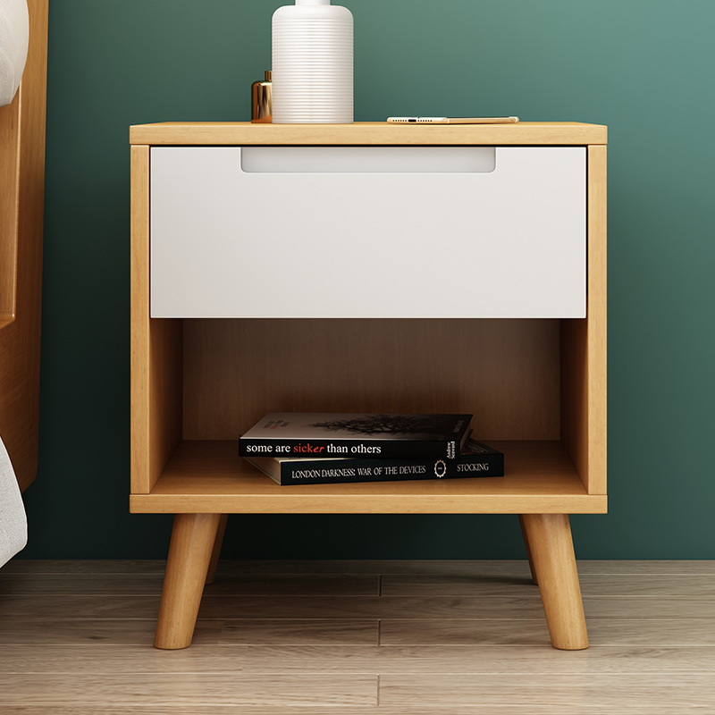 Mesita de noche nórdica de madera maciza, armario de almacenamiento moderno para dormitorio totalmente equipado, mesita de noche de estilo japonés, pequeño apartamento