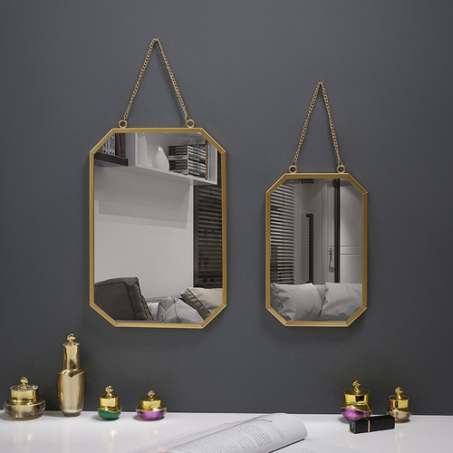 Nordic style iron square wall-mounted mirror bathroom bathroom dormitory mirror wall-mounted washbasin wall-mounted makeup mirror