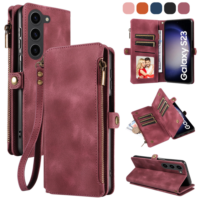 Suitable for Samsung S25 Leather Case, S24 Fe Zipper Wallet, S22Plus Phone Case, S26Ultra Stand Protective Case Suitable for Samsung S25 Leather Case, S24 Fe Zipper Wallet, S22Plus Phone Case, S26Ultra Stand Protective Case