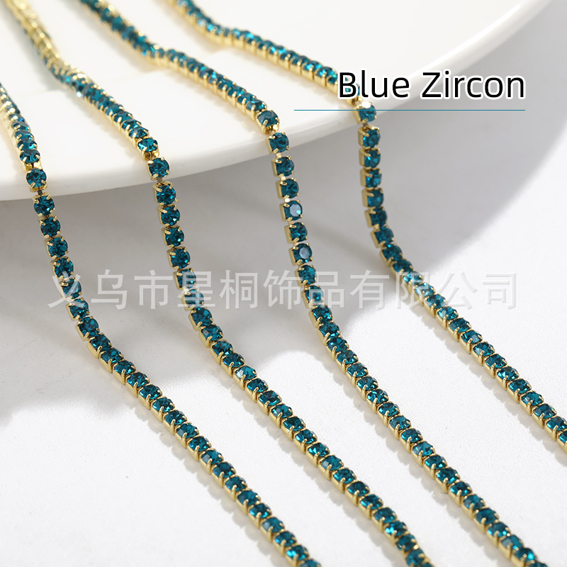 Ventas directas transfronterizas 2mm-3mm fondo de cobre color cuatro esquinas cadena de garras cadena de diamantes densa ropa de bricolaje accesorios para vestidos de novia