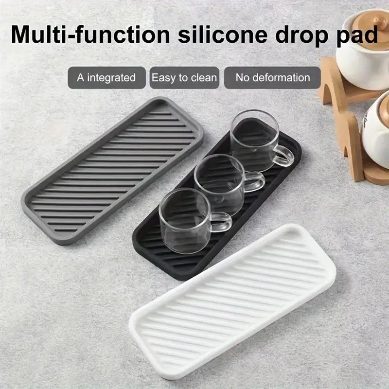 Rectangular Striped Design Silicone Sink Protector Multifunctional Storage Tray Bathroom Tray Sink Protector