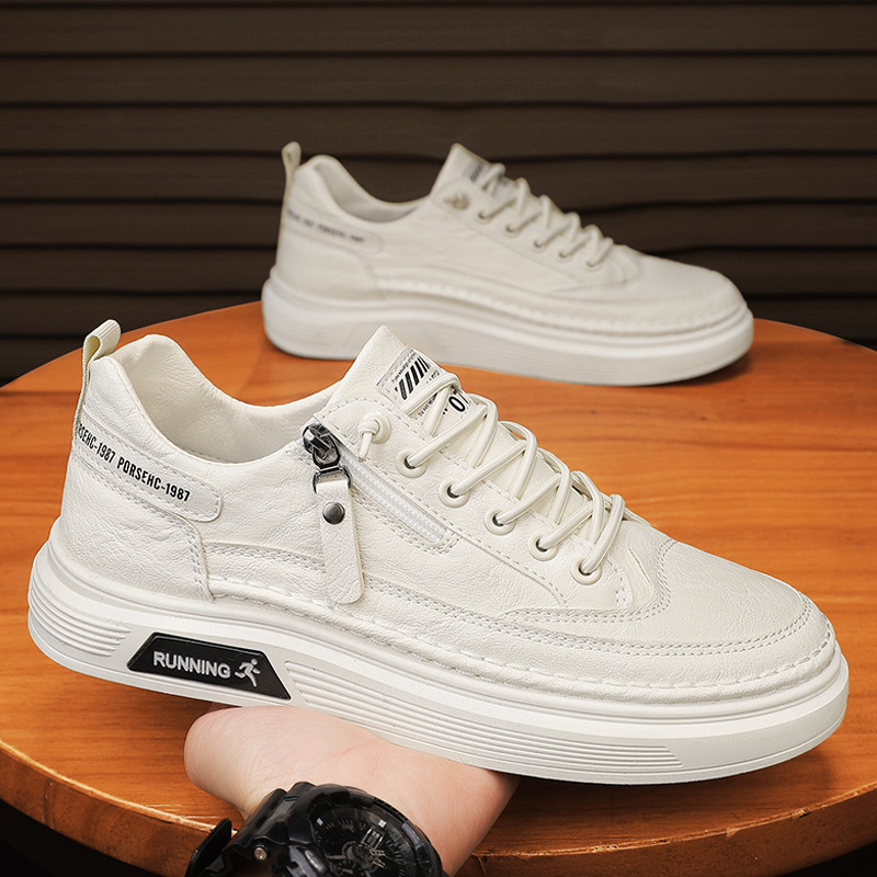2025 Autumn Versatile Youth White Shoes Comfortable Trendy High-Quality Thick-Soled Height-Increasing Low-Mid-Top Sneakers Sports Shoes