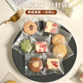 ins风透明磨砂雪花酥包装袋自封曲奇小饼干袋烘焙独立自粘袋定制
