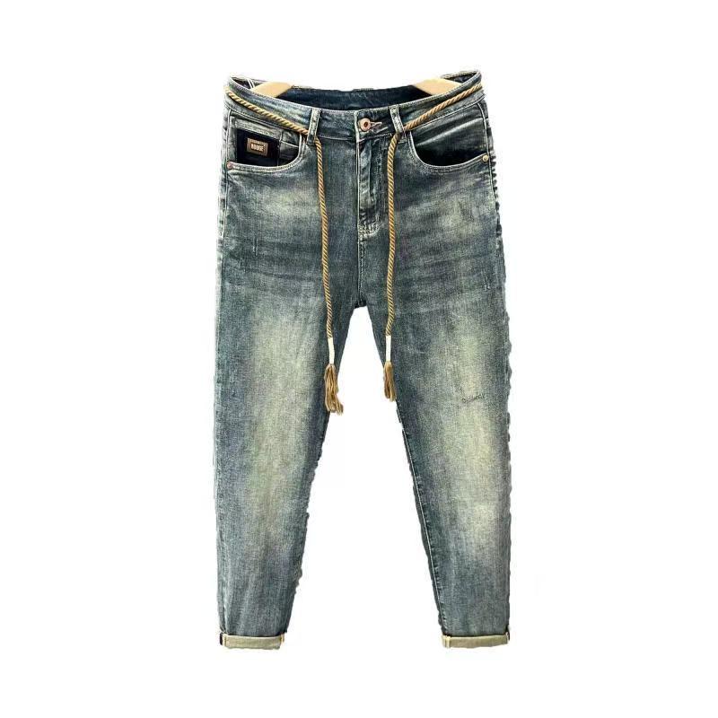 Jeans skinny slim fit da uomo 2026, pantaloni casual a gamba dritta in stile coreano, primavera autunno, vita media, cotone, nero, grigio e blu_voghion.com