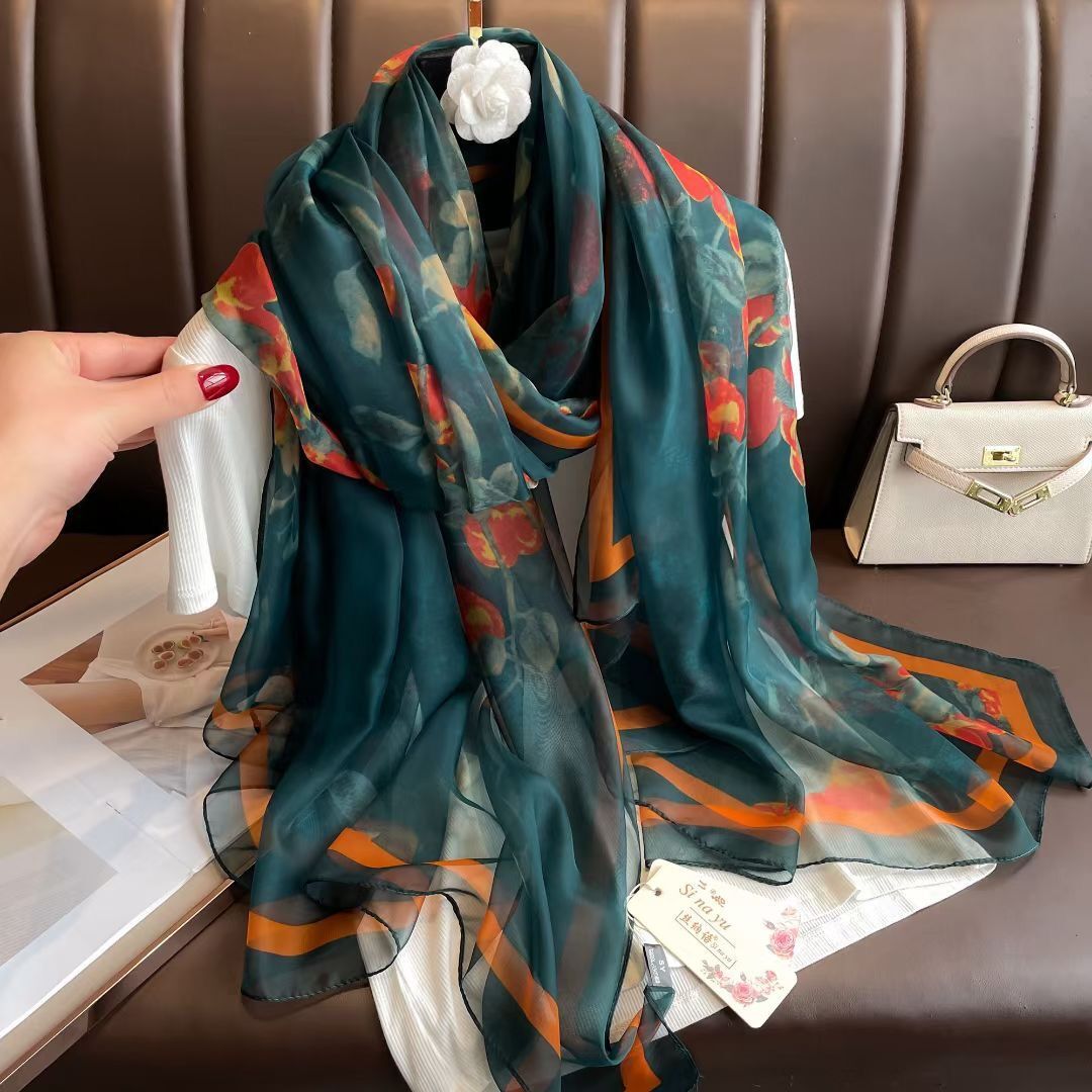 Women's Elegant Color Block Yourou Yarn Silk Scarf display picture 6