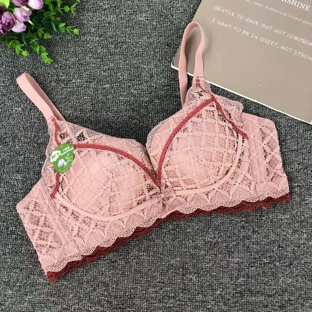 Nuevo sujetador de alta calidad de moda de encaje jacquard transpirable y cómodo ajuste lateral de pecho de cuatro botones ropa interior mujer image 4