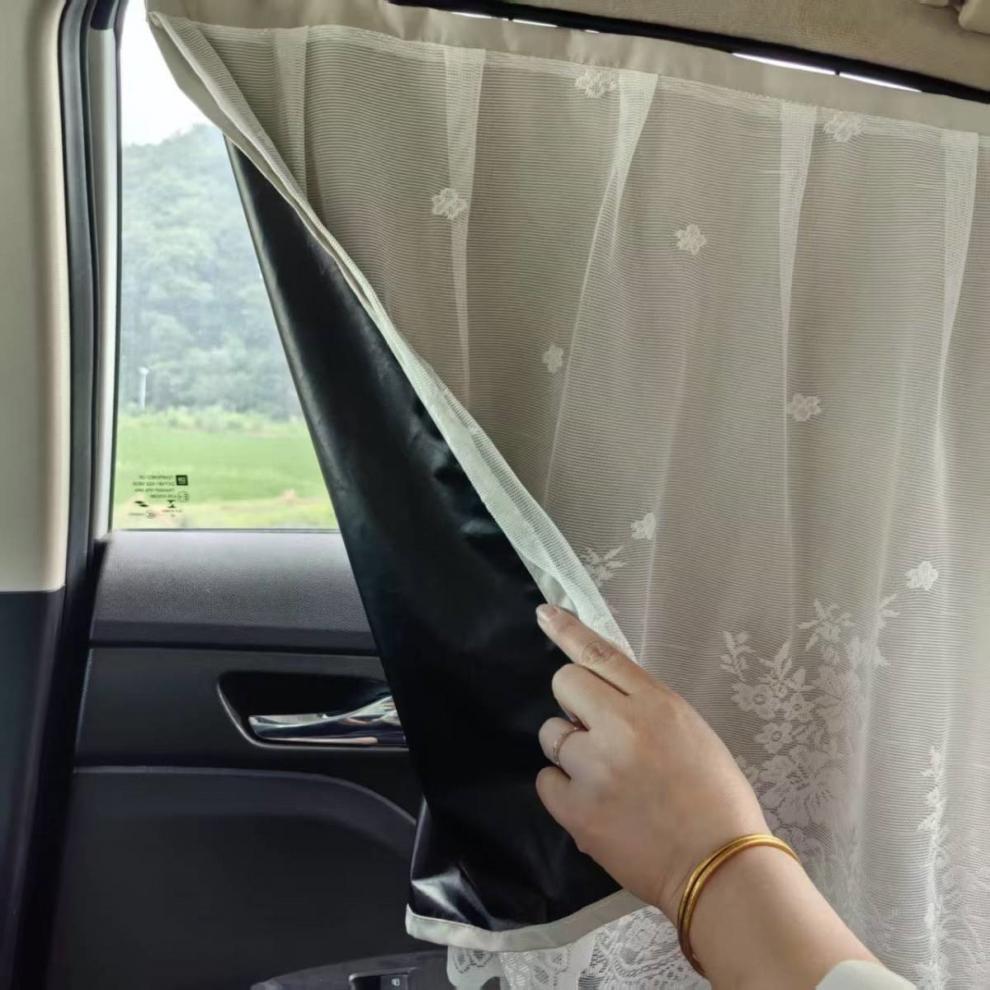 Car window blackout track-mounted sunshade curtain for babies and infants, heat-insulating and UV-protective