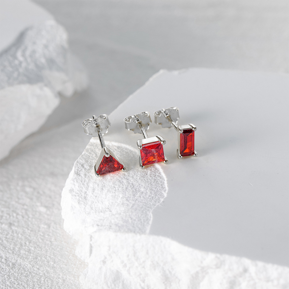 3g Weight Zircon Inlay Material Ear Studs Classification 3 Pieces Set Quantity Daily Occasion 925 Sterling Silver Material Geometric Pattern Women's Gender Plating, Inlay Design Simple Style Style 3 Pieces Set 925 Sterling Silver Zircon Geometric Ear Studs 27