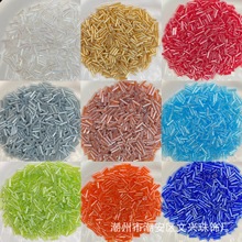 2mm玻璃长圆管珠民族服饰彩色透明隔珠饰品配件服饰材料厂家批发