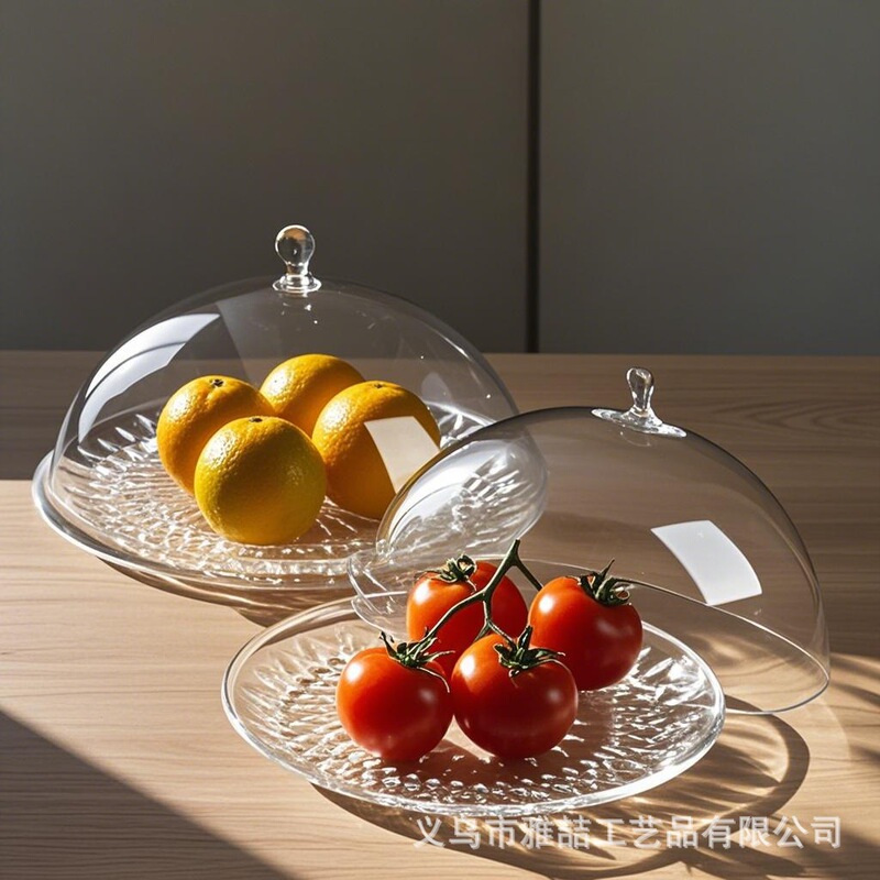 Acrylic Plastic Fruit Plate with Lid, Snack Snack Cover, Food Cover, Cake Dust Cover, Plate Tray, Wedding Melon
