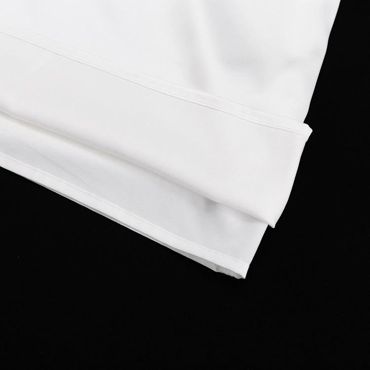 White Satin Deep V-neck Hollow Twisted Three-Quarter Sleeve Tight Dress - Dresses - Uniqistic.com