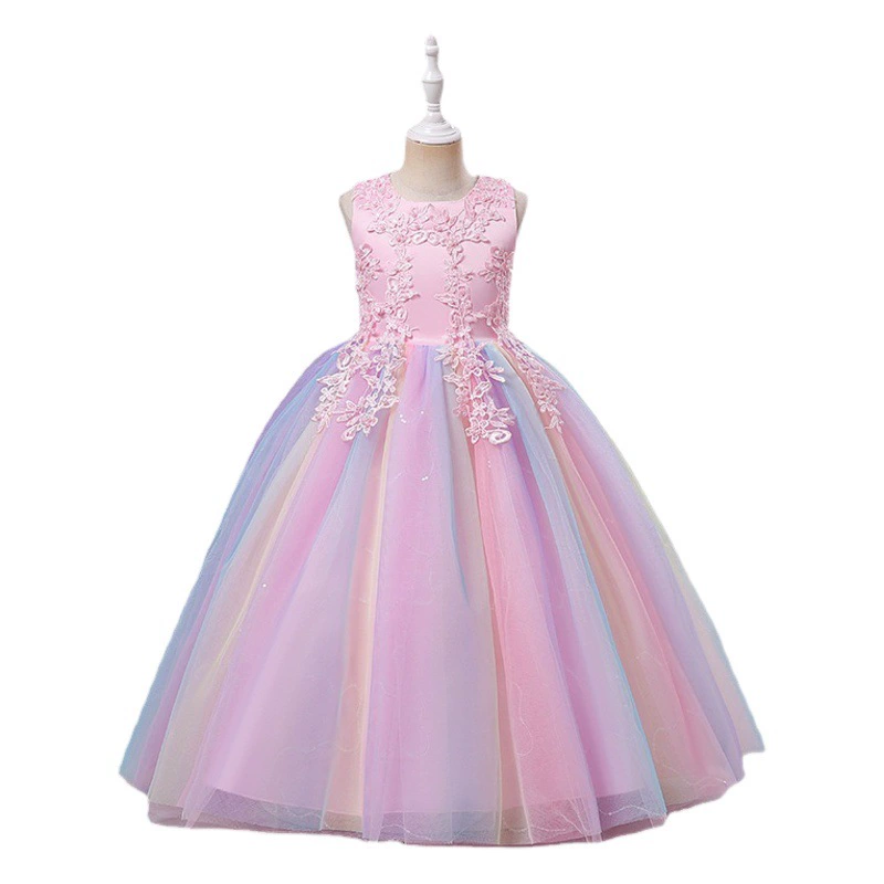 Детское платье, платье принцессы для девочки, праздничное представление, годовалая цветочница, пышное сетчатое платье