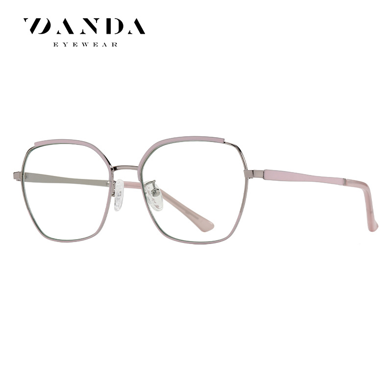 Nuevas gafas europeas y americanas marco de las mujeres de moda de dos colores de metal gafas lisas JS8636 miopía anti-azul gafas de luz