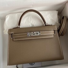 新款全手工蜡线二代凯莉包mini单肩斜挎百搭真皮女包epsom牛皮小