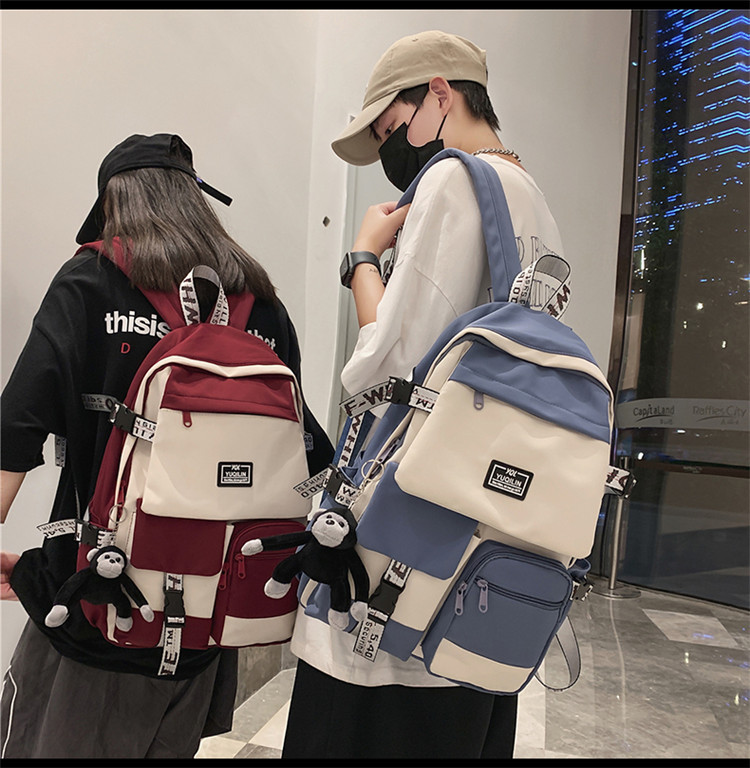 Korean Style Student Backpack Trend Large Capacity Fashion Backpack 30*13*45cm display picture 1