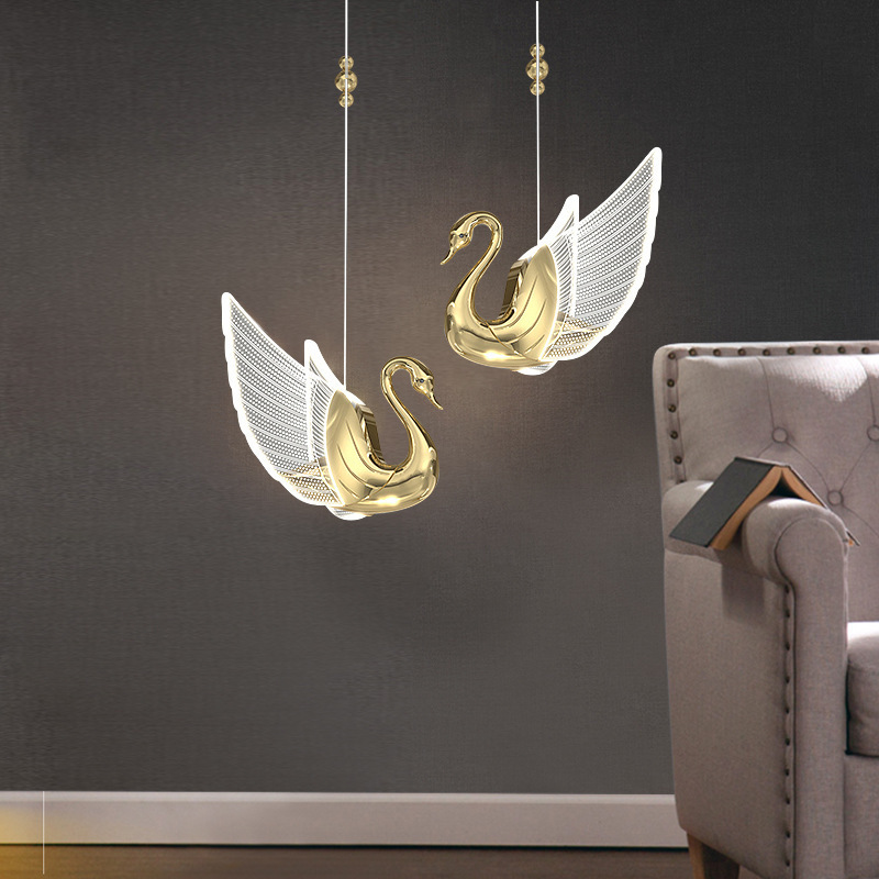 Cabecera de cama comedor faro cisne sala de estar sofá personalidad fondo pared cabecera lámpara de cama bar lámpara de dormitorio candelabros creativos