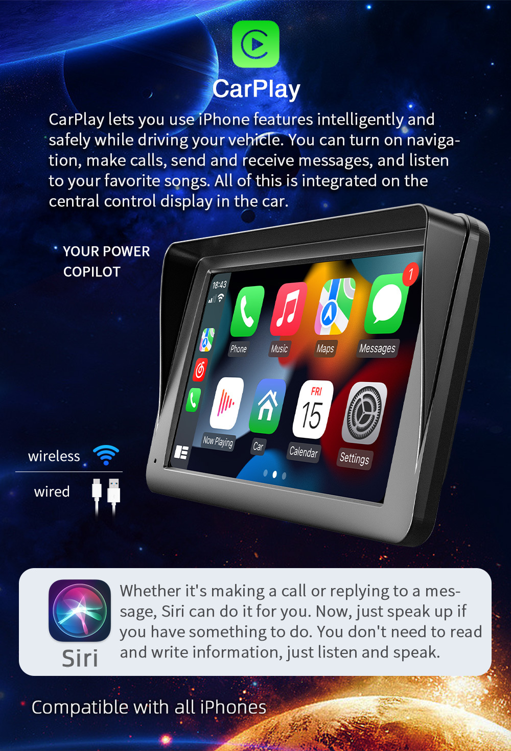 Cross-Border 7inch Portable In-Car Screen Bluetooth Mp5 Player High-Definition Large Screen Wireless Carplay Car Navigation