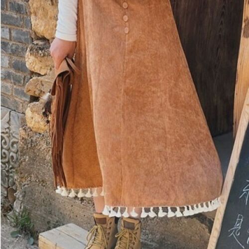 Winter Corduroy Semi-annual High-Waist Slimming Word Semi-annual Long-Sleeved Thick Umbrella Skirt for Women