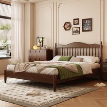 法式复古床实木床1.8米双人床美式中古风1.5米民宿酒店轻奢单人床