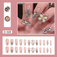 Winter and Spring New Wearable Ice-Thermal Short and Long Nail Art Nails Complete Set Removable Middle Step False Nail Stickers