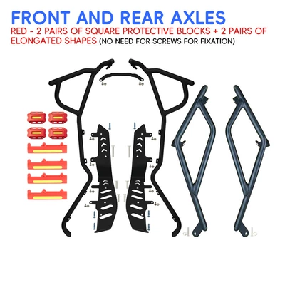 Motorcycle bumper – parts - black-carbon-steel-front-bumper-rear-bumper-red-protective-block-comes-with-footrests