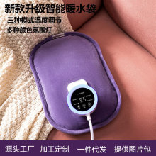2021新款國標電熱水袋充電數顯毛絨腰帶暖水袋防爆電暖寶廠家批發