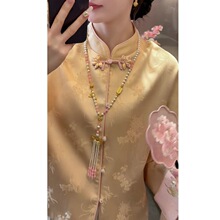 两世欢 2026春李新款新中式缎面提化感外套+阔腿裤裤子套装女