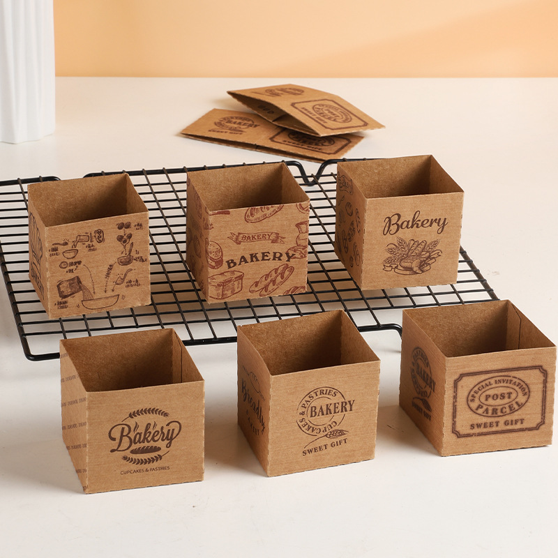 Taza de papel de pastel de hornear resistente a altas temperaturas Hokkaido desechable Qi Feng cuadrado punto occidental caja de embalaje subred papel Kraft rojo