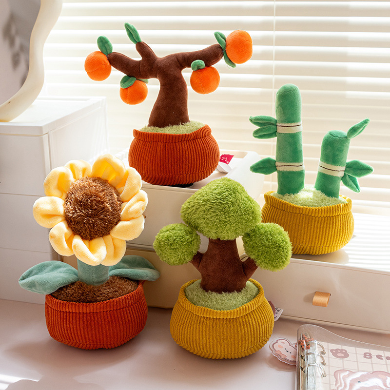 Creative Money Tree Sunflower Doll Persimmon Ruyi Potted Plant Home Living Room Fun Ornament Wholesale Plush Doll