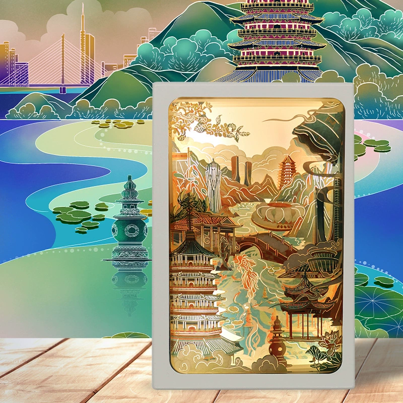 Заводская поставка 3D модель резки бумаги Lotus Lake лампа для резьбы по бумаге в наличии дома Новая китайская трехмерная лампа для резьбы по бумаге