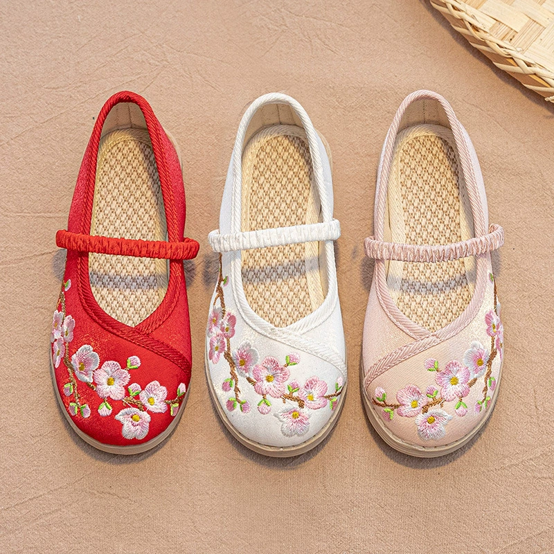 Обувь ханьфу старинный костюм для девочек детская обувь с вышивкой в старинном стиле старый Пекин Тканевая обувь ручной работы в национальном стиле жилет Чонсам модельная обувь