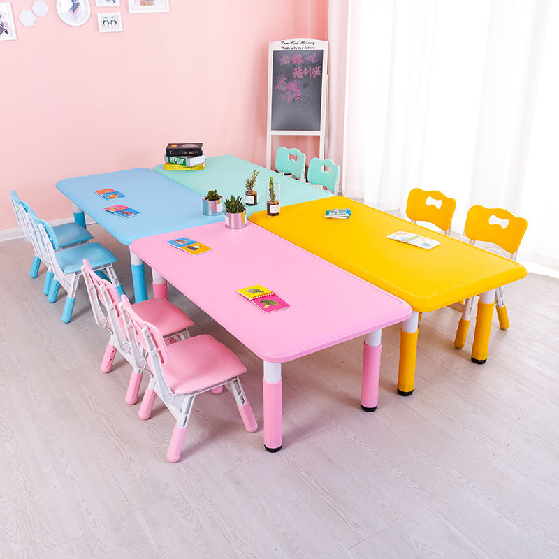 Kindergarten Tables and Chairs Kidsren's Table Set Baby Toy Table Household Plastic Learning Desk Rectangular Small Chair