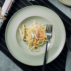 意大利麵盤子簡約復古草帽盤沙拉早西餐盤深盤創意飛碟盤啞光灰色