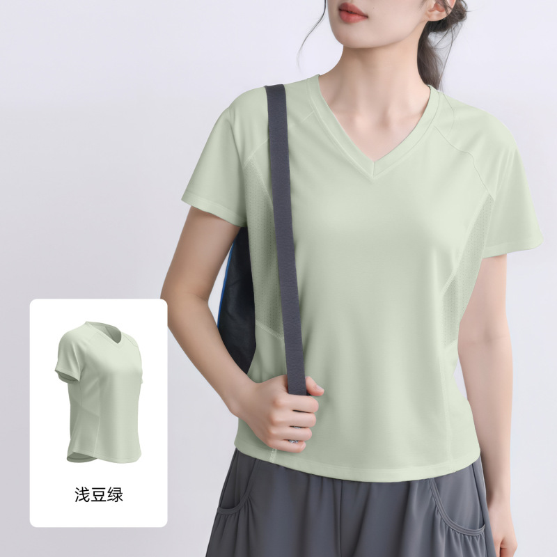 聚衣堂夏季新款后背网纱款式健身短袖户外跑步运动瑜伽服短袖|undefined