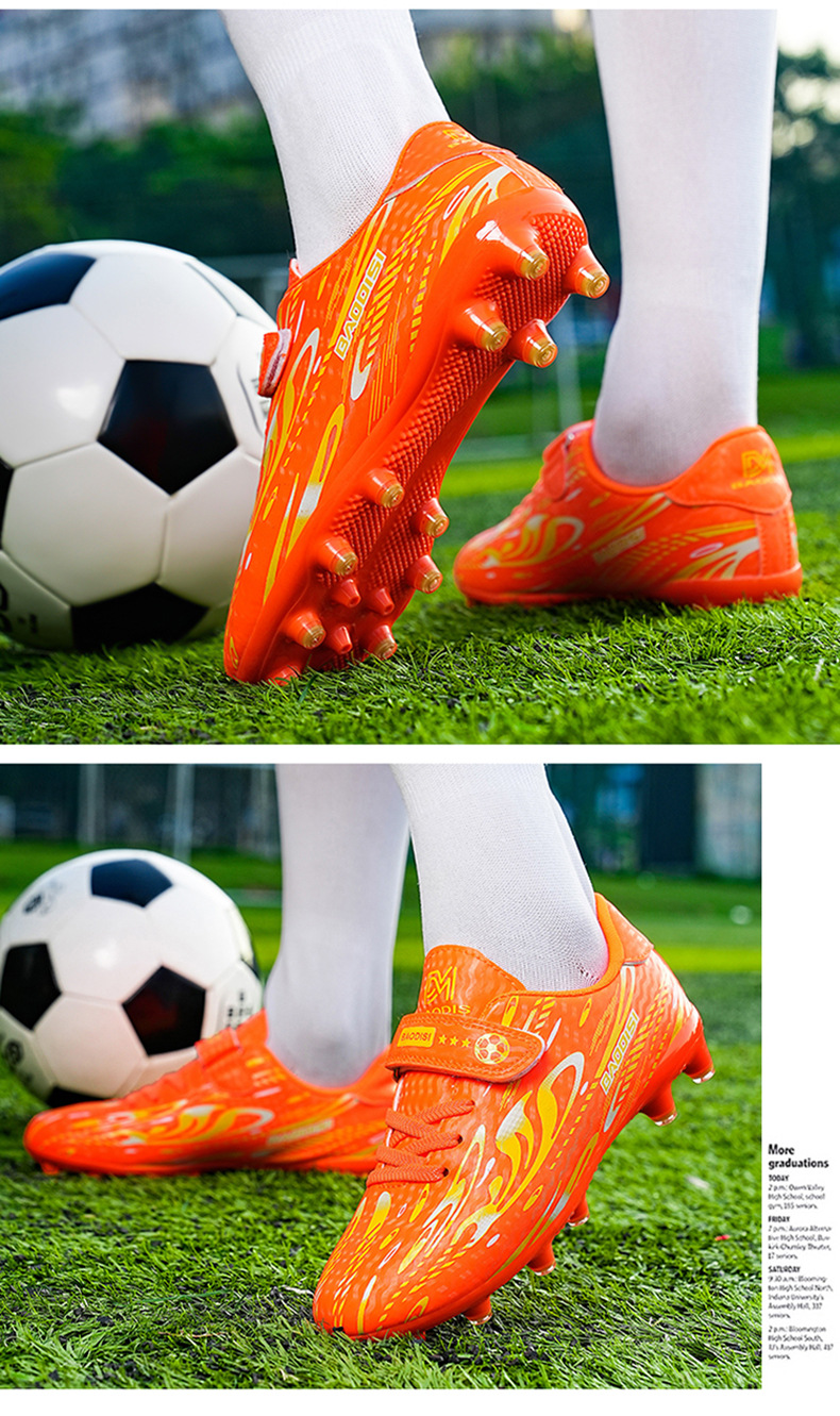 Calcio con nastro magico transfrontaliero per ragazzi e ragazze, scarpe per bambini, scarpe da calcio lunghe con chiodi professionali per studenti delle scuole elementari_voghion.com