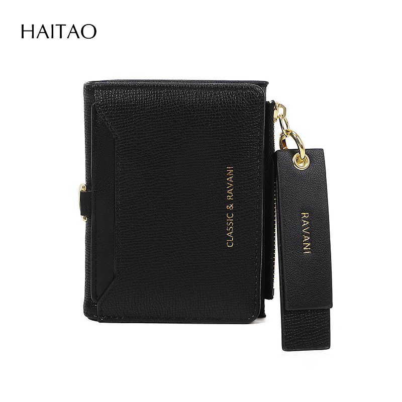 2025 nuevo tipo de bolso con tarjetas se puede colgar sin cuerdas, cartera corta doblada dos veces, bolso de cambio, bolso de tarjetas, viento