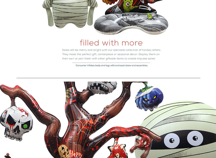 Halloween Party Dekoratioun Ballon 4D stehend dout Bam Form Cartoon Aluminiumfolie grousse Ballon Mumie léif_voghion.com