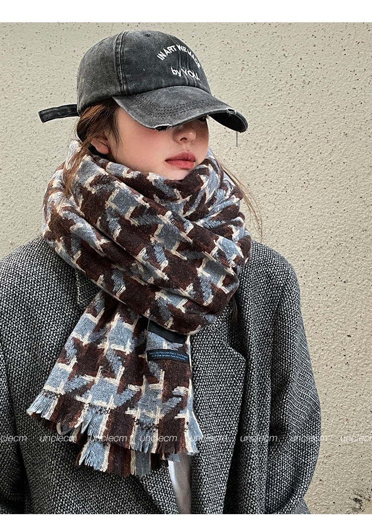Sciarpa a quadri da donna sciarpa invernale elegante e calda_voghion.com