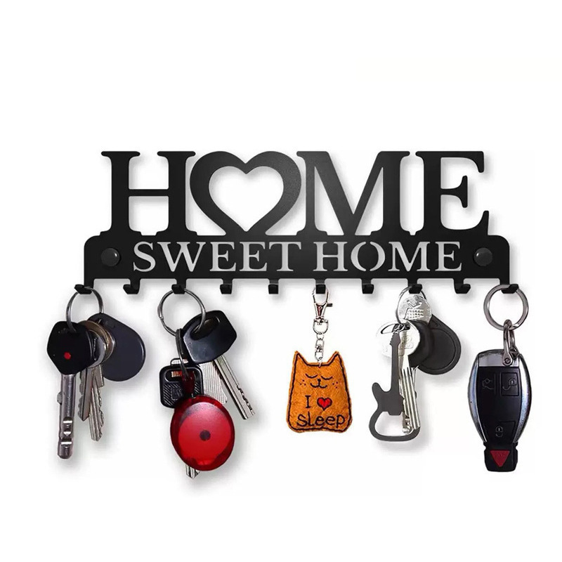 Cross-Border New Home Metal Creative Storage Row Hook Entrance Wall Iron Hook Entry Key Storage Rack