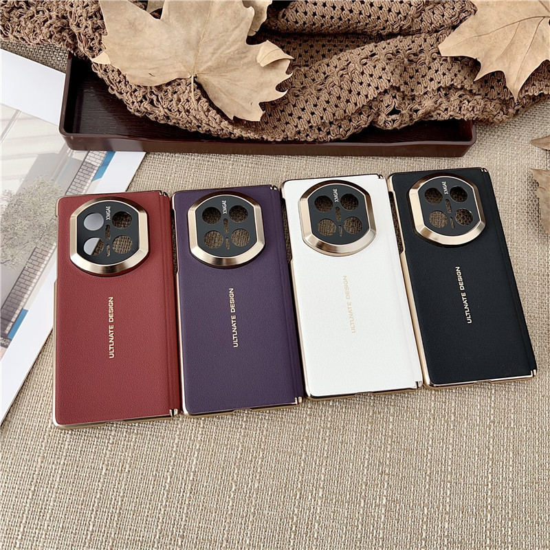 Suitable for Huawei Matex7 Dual-Axis X5X6 Electroplated Plain Leather Folding Screen N6 Protective Case Mobile Phone Case Magicv6
