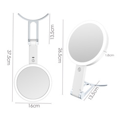 Amazon ポータブルハンドヘルド化粧鏡 5X 両面充電式旅行折りたたみ LED 化粧鏡ライト付き