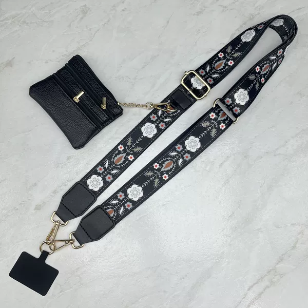 Black small bag, flowered