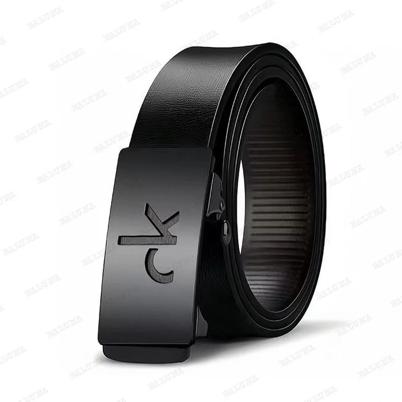 Men's Toothless Alloy Automatic Buckle Belt Business Casual Versatile Trendy Letter Design Leather Belt Wholesale
