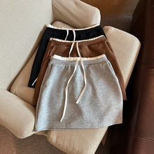 小个子休闲高腰抽绳显瘦松紧短裙新款2025春夏拼接运动半身裙裤子