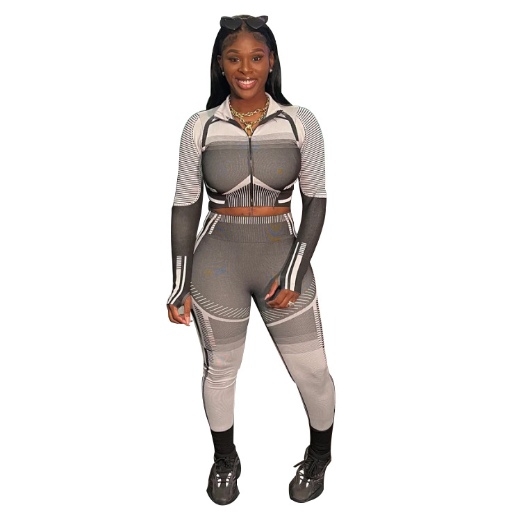 315g Weight Long Sleeve Sleeve Length Spandex, Polyester Fabric Type Pant Co-ord Set Sets Type 2 Pieces Set Quantity Sports Occasion Standing Collar Neckline Sports Function Skinny Fit Type Geometric Pattern Autumn Season Women's Gender Sports Style Sports Women's Sports Geometric Spandex Polyester Pant Co-ord Set Pants Sets 19