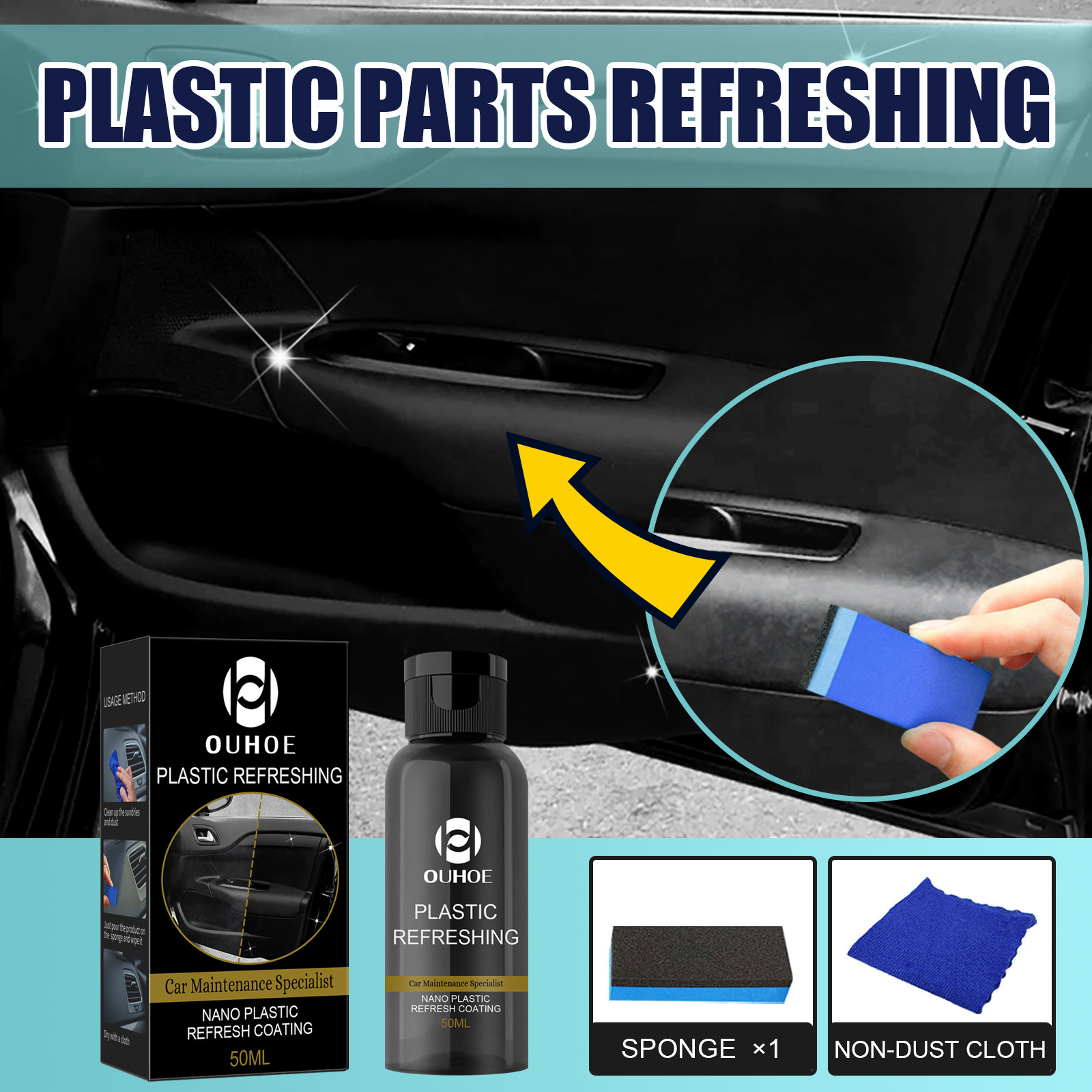 Ouhoe Car Plastic Renovator Care Cleaning Interior Dustproof Polishing Plastic Whitening Maintenance Dashboard