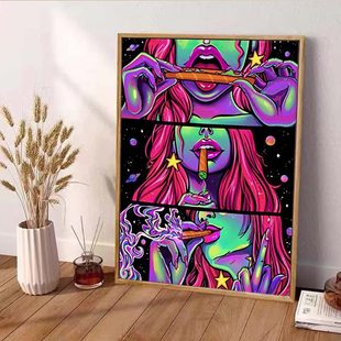 Modern Amazon Colorful Graffiti Style Cool Girl Living Room Bedroom Poster Canvas Painting Decorative Painting Core Frameless Hanging Painting