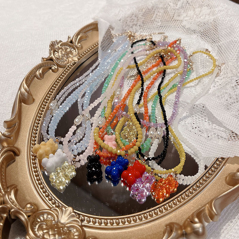 18g Weight Beaded Pendant Material Pendant Necklace Classification Beaded Chain Material 1 Piece Quantity Holiday, Daily Occasion Beaded Material Bear Pattern Women's Gender Cute, Sweet Style Cute Sweet Bear Beaded Wholesale Pendant Necklace 无